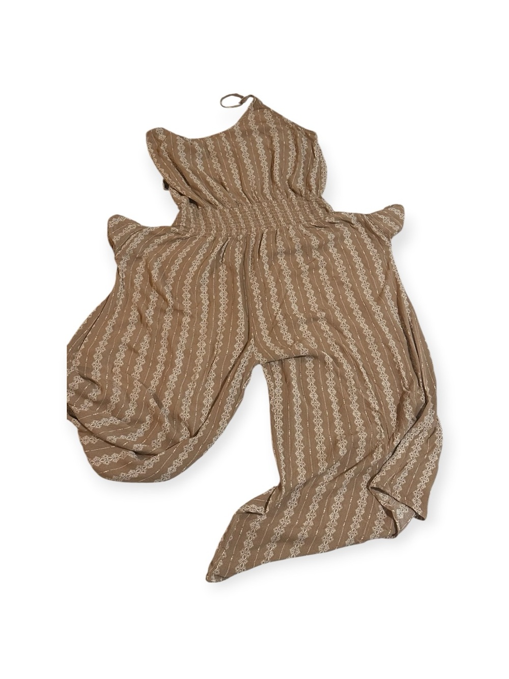 Zenobia Striped Beige Wide-Leg Jumpsuit with Smocked Waist Size 1XL - Picture 3 of 8